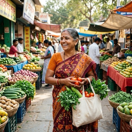 Daily Buyer Lady at Local Market